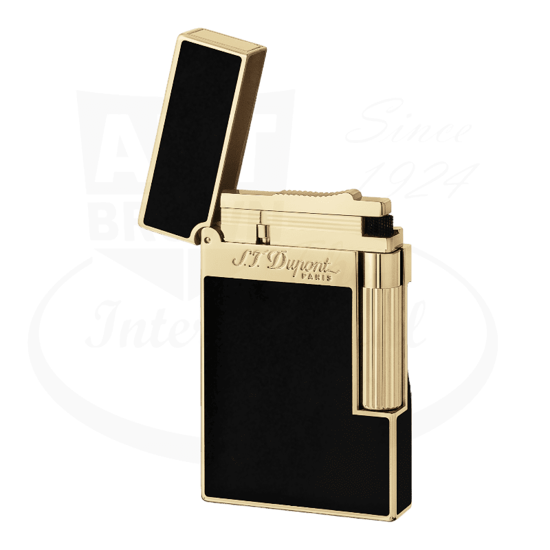 S.T. Dupont Ligne 2 Black and Gold Natural Lacquer Lighter, 016884