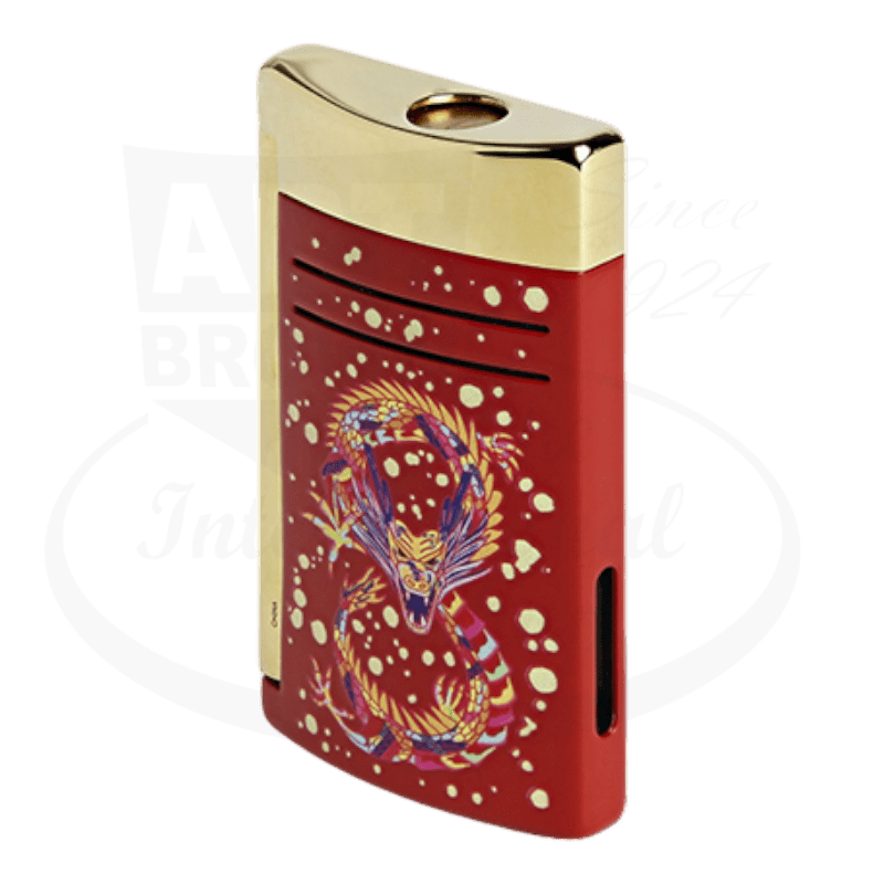 S.T. Dupont Limited Edition Maxijet Dragon Little Brilliant Bordeaux and Gold Lighter, 020176