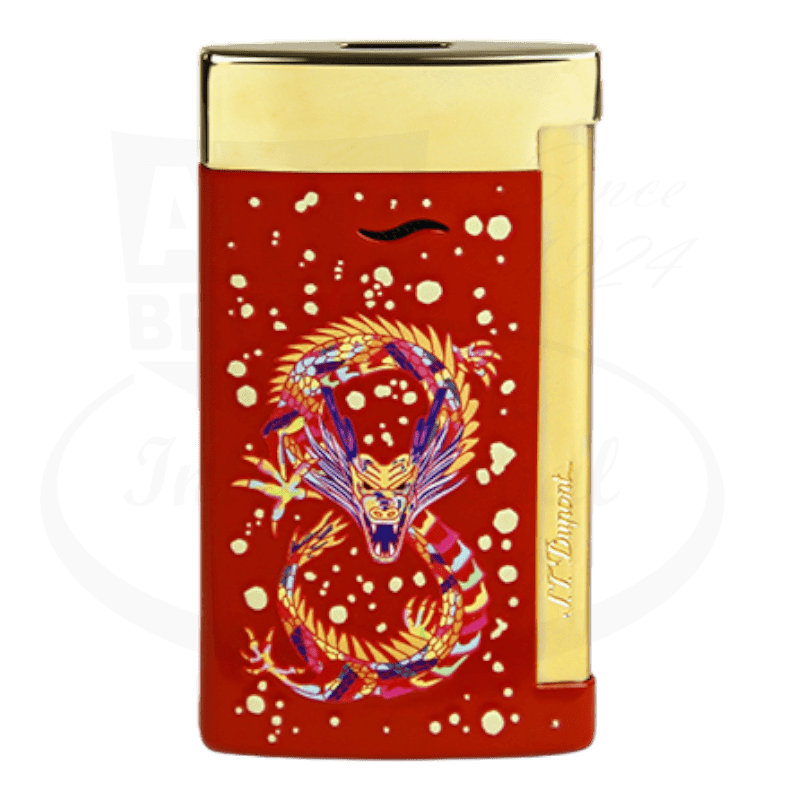 S.T. Dupont Limited Edition Slim 7 Dragon Brilliant Bordeaux and Gold Lighter, 027776