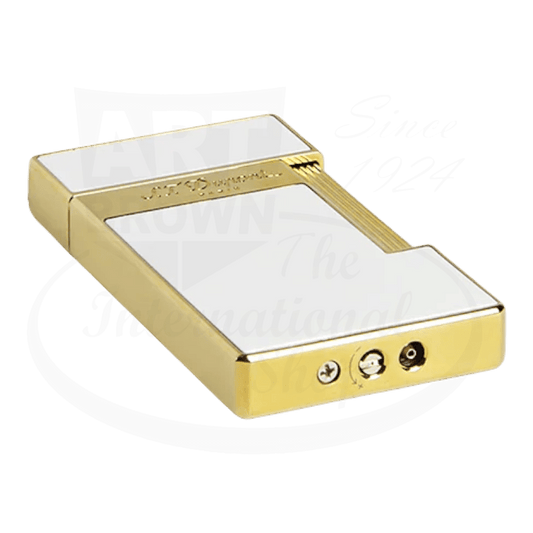 S.T. Dupont Slimmy White Lacquer & Gold Lighter, 028004