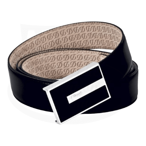 S.T. Dupont Line D Heritage Belt with Black Lacquer and Palladium, 051185