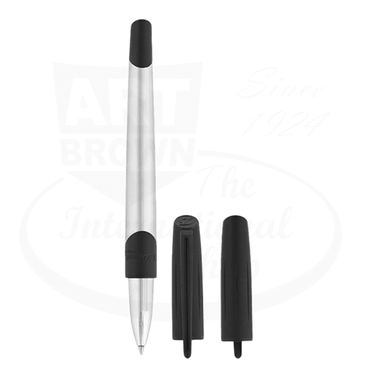 S.T. Dupont Defi Millennium Brushed Chrome & Matte Black Rollerball Pen, 402004