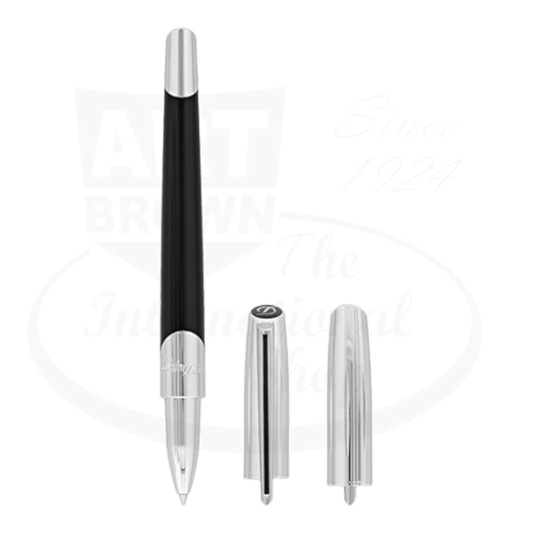 S.T. Dupont Defi Millennium Silver & Matte Black Rollerball Pen, 402706