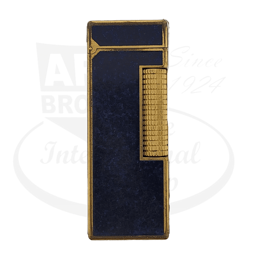 Preowned Vintage Dunhill Blue Lacquer & Gold Rollagas Lighter
