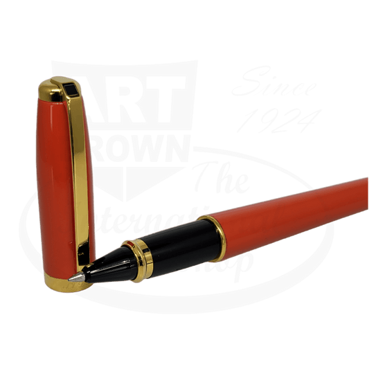 Vintage S.T. Dupont Olympio Orange & Gold Rollerball Pen Display Model