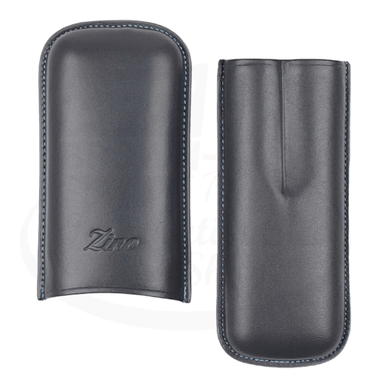Zino R-2 Leather 2 Cigar Case Grey/Cyan, 115932
