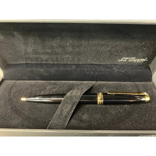 S.T. Dupont Olympio Gold Ballpoint Pen, Large Black Lacquer 455274