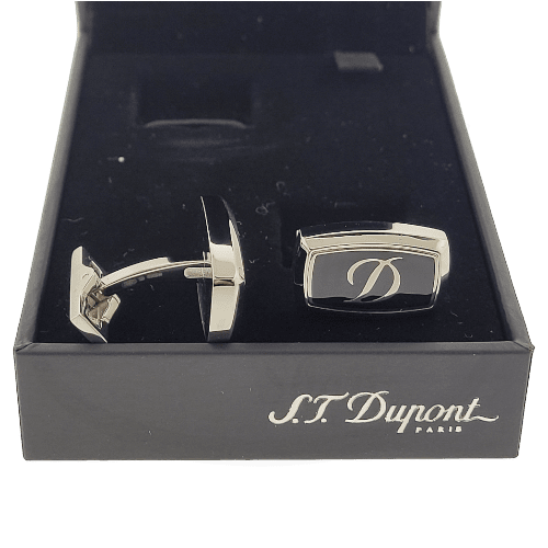 S.T. Dupont Black Lacquer and Black D Logo Cufflinks, 005502