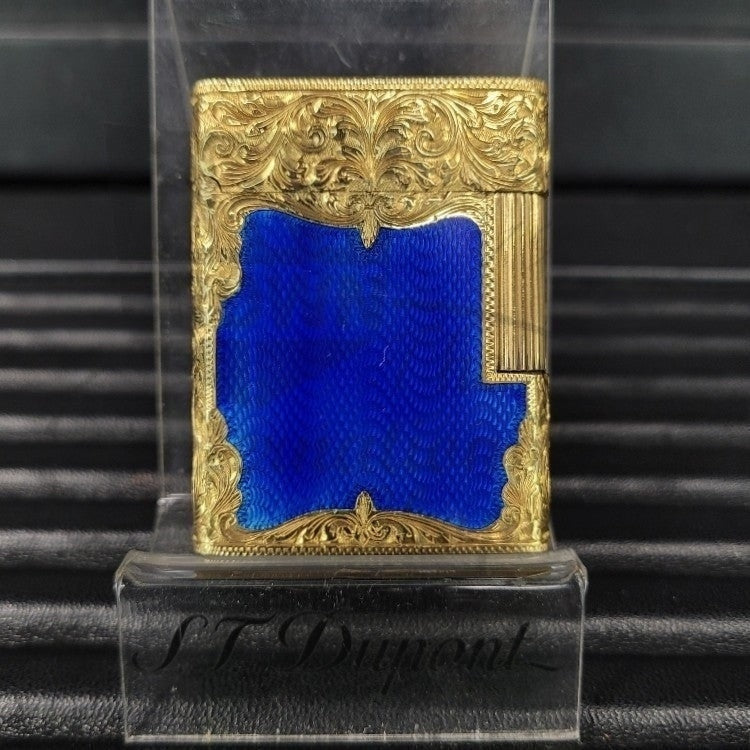 S.T. Dupont Line 1 18k Solid Yellow Gold and Blue Enamel
