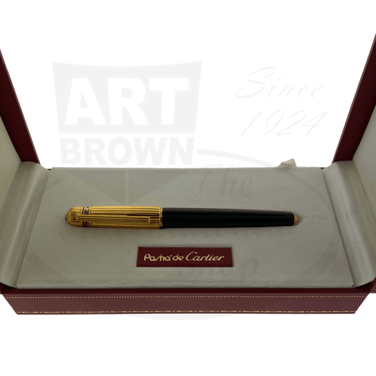 Cartier Vintage Pasha Fountain Pen Black Lacquer with Gold FInish