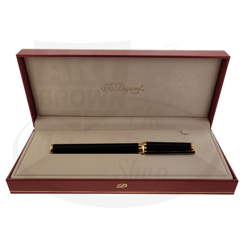 S.T. Dupont Montparnasse Large Black Lacquer and Gold Fountain Pen, 411274